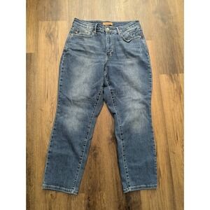 Judy Blue Jeans Womens 16W Blue Straight Stretch Denim Distressed Pockets Preppy